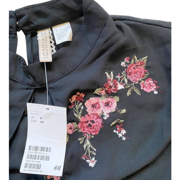 H&M Chiffon Dress With Floral Embroidery Boho NWT - 8 - Picture 6 of 14